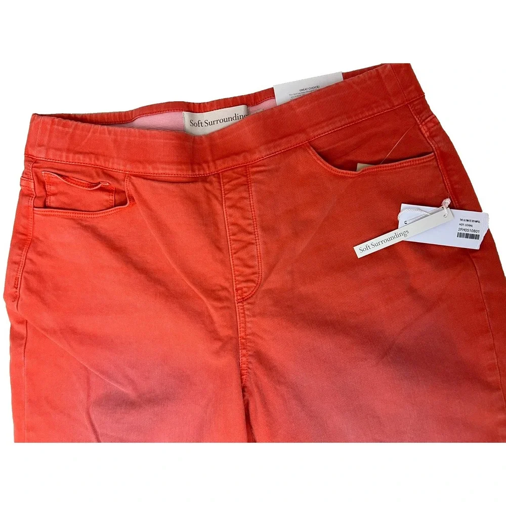 NWT Soft Surroundings the Ultimate Straight Leg Crop Pant Orange SZ L 14/16